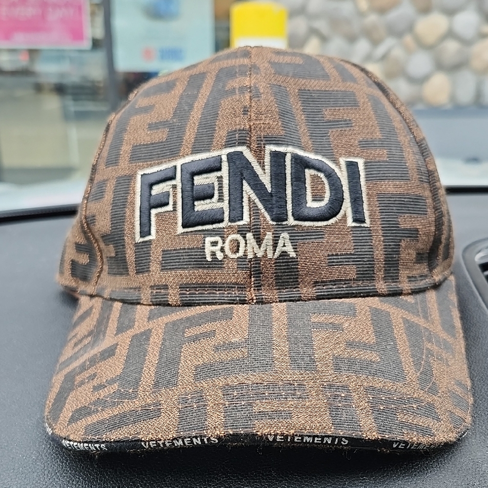 Fendi Brown and Black Logo Cap